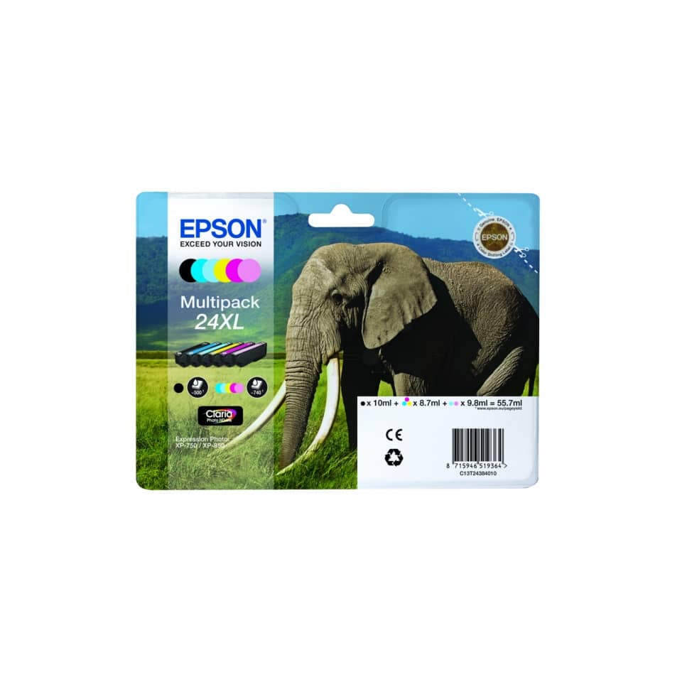 Original Epson Tintenpatrone MultiPack Bk,C,M,Y,LC,LM High-Capacity (C13T24384011,24XL,T2438,T24384011)