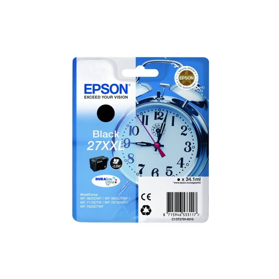 Original Epson Tintenpatrone schwarz extra High-Capacity (C13T27914012,27XXL,T27914012)