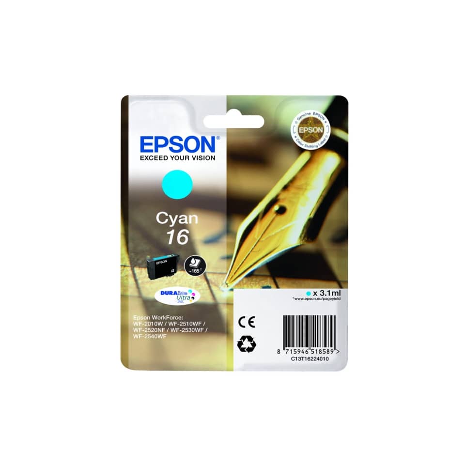 Original Epson Tintenpatrone cyan (C13T16224012,16,T1622,T16224012)