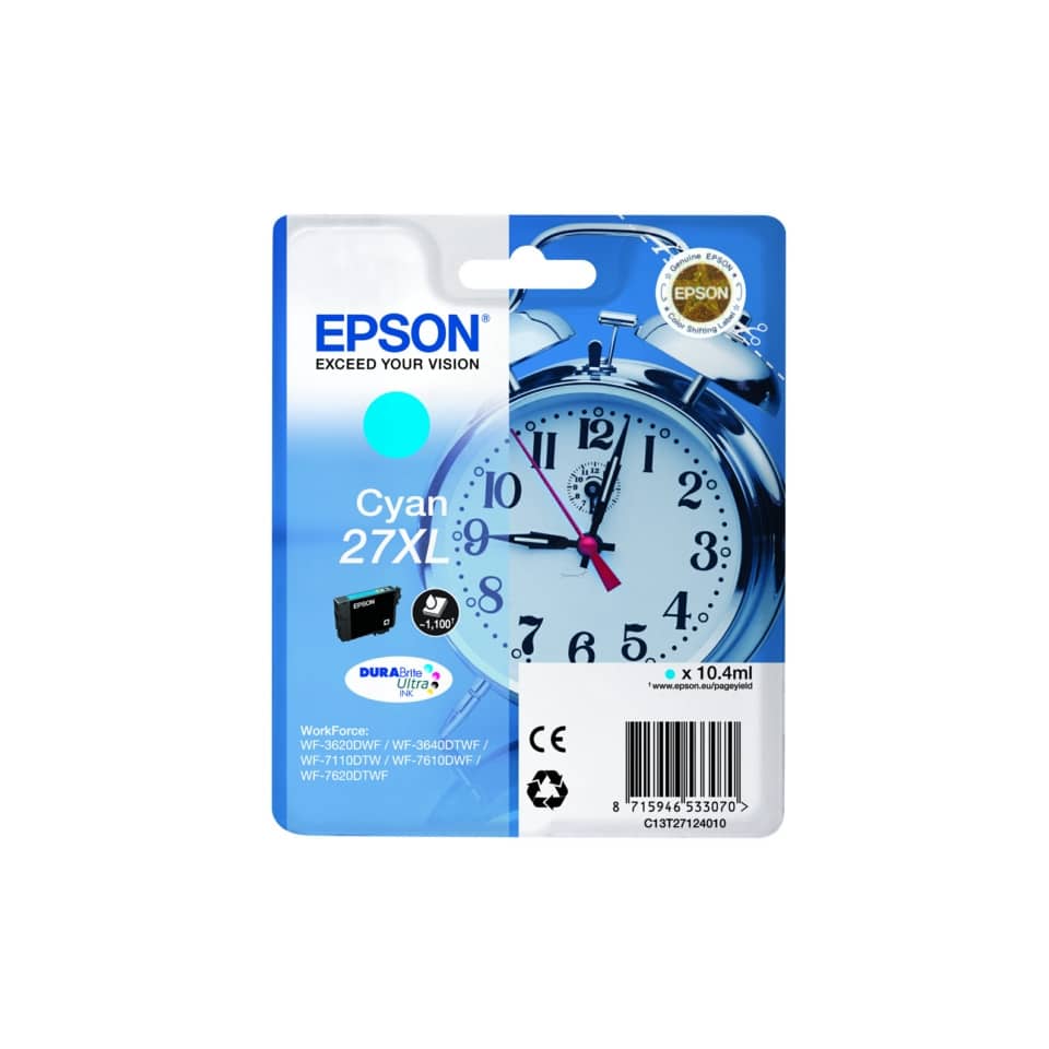 Original Epson Tintenpatrone cyan High-Capacity (C13T27124012,27XL,T27124012)