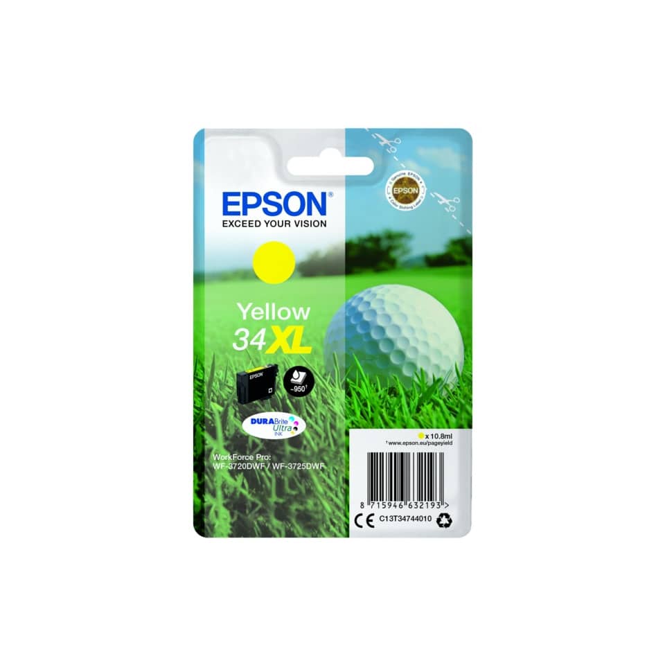 Original Epson Tintenpatrone gelb High-Capacity (C13T34744010,T347440,34XL,T3474,T34744010)