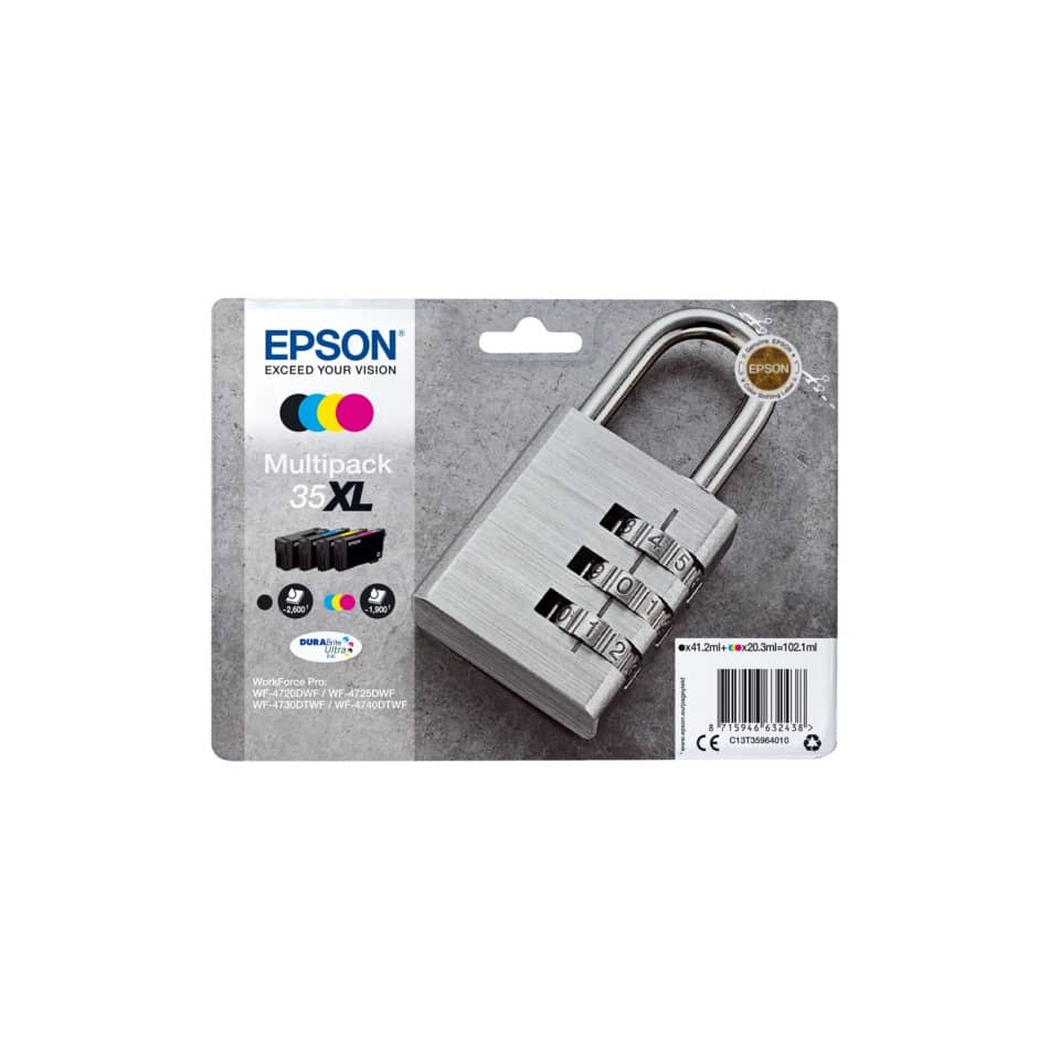 Original Epson Tintenpatrone MultiPack Bk,C,M,Y High-Capacity (C13T35964010,T359640,35XL,T3596,T35964010)