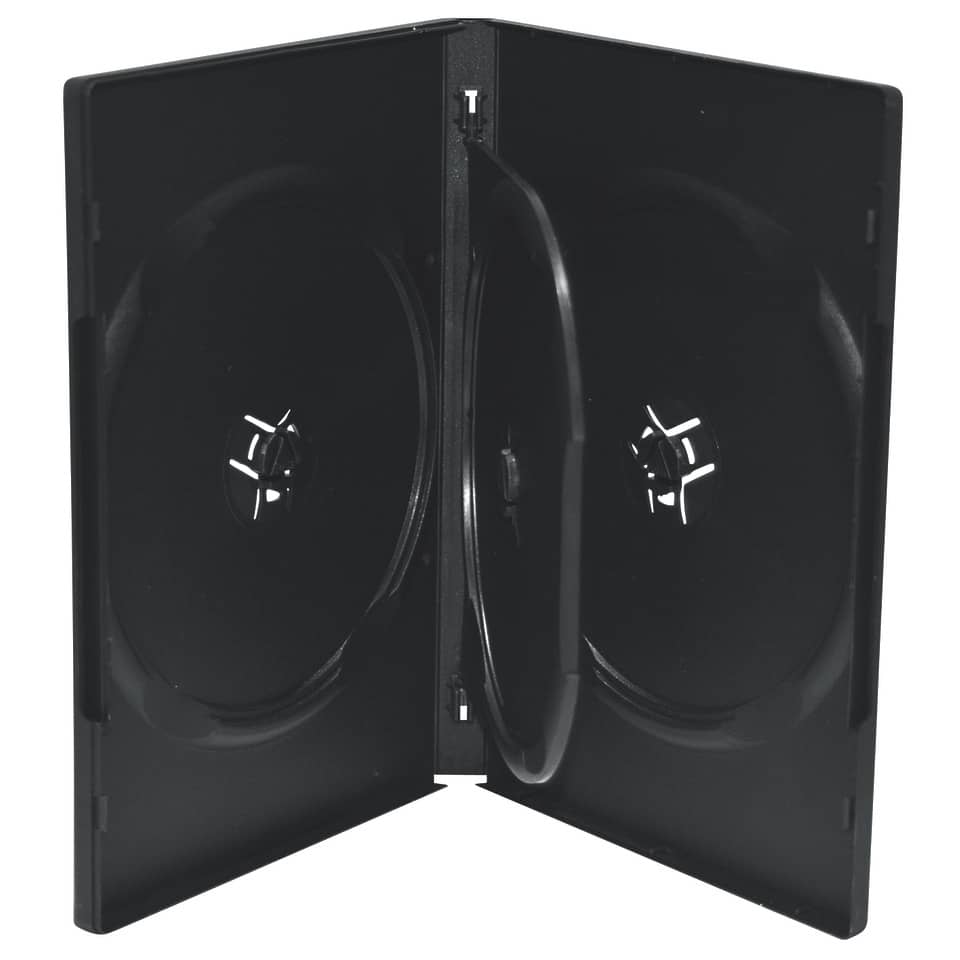 DVD-Leerhülle für 4 Discs, 14mm, schwarz, 5er Pack