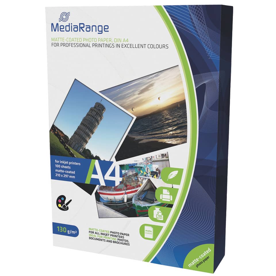 DIN A4 Fotopapier für Tintenstrahldrucker, matt, 130g, 100 Blatt