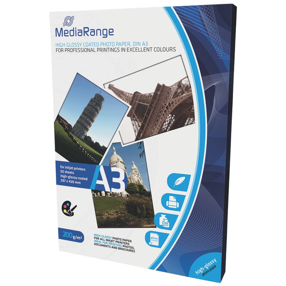 DIN A3 Fotopapier für Tintenstrahldrucker, hochglänzend, 200g, 50 Blatt