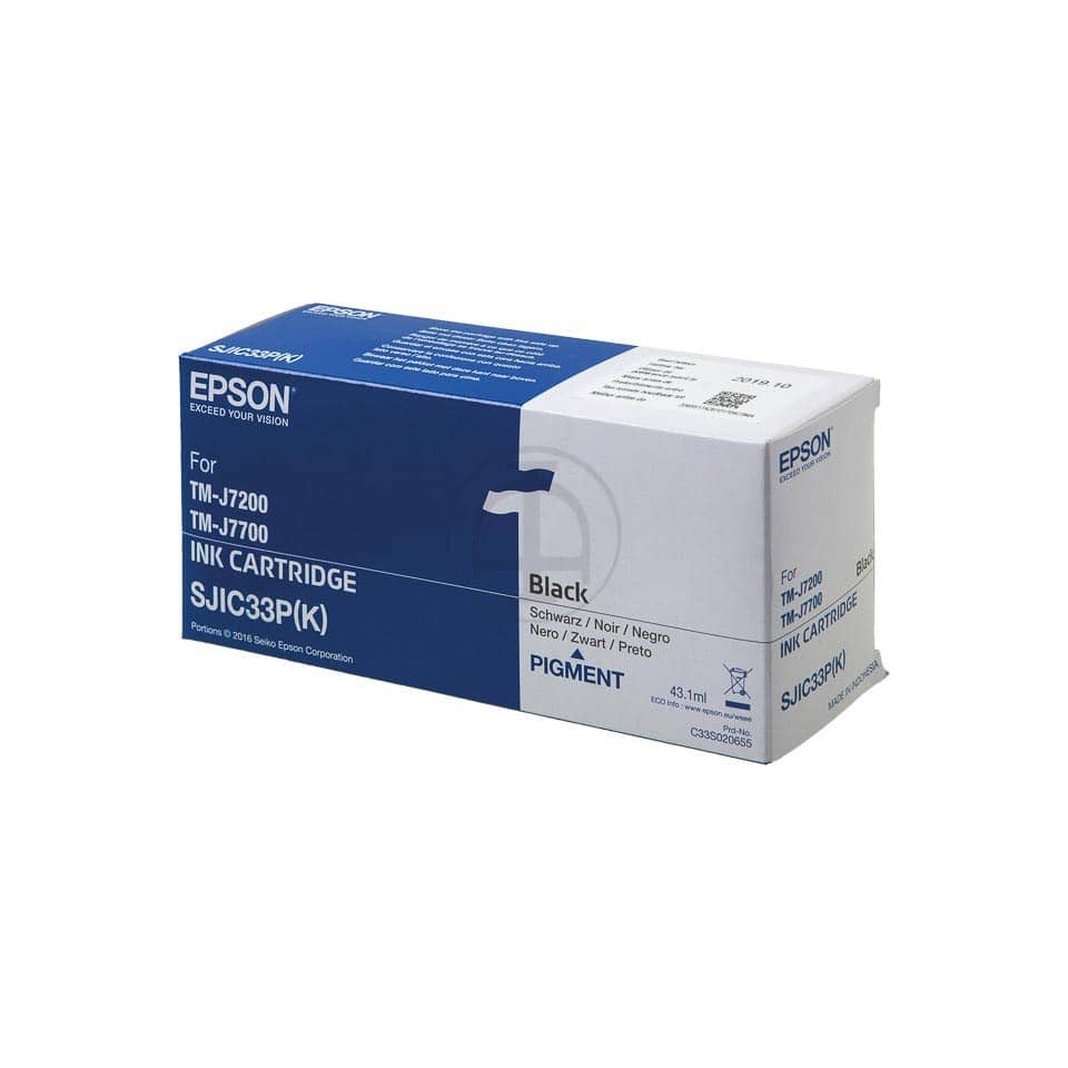 Original Epson Tintenpatrone schwarz (C33S020700,C33S020655,SJI-C-33-PK)