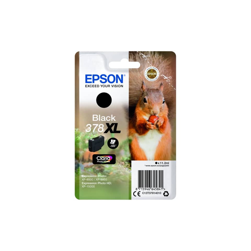 Original Epson Tintenpatrone schwarz High-Capacity (C13T37914010,T379140,378XL,T3791,T37914010)