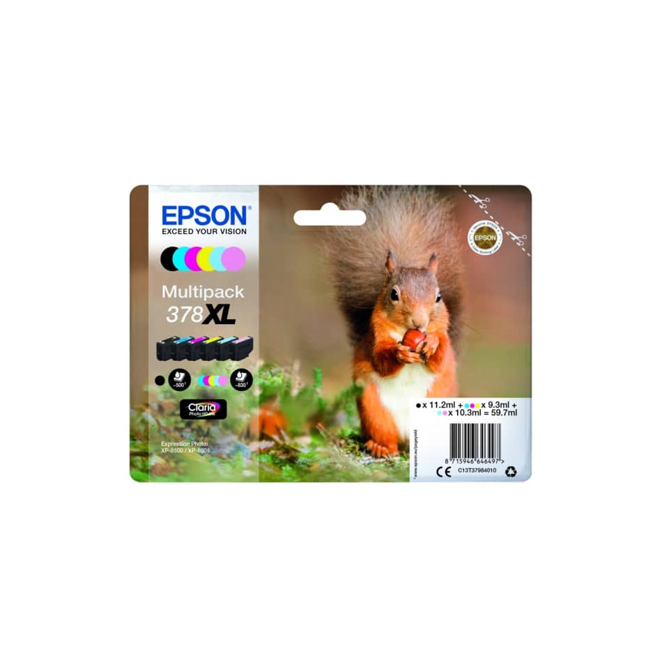 Original Epson Tintenpatrone MultiPack Bk,C,M,Y,LC,LM High-Capacity (C13T37984010,T379840,378XL,T3798,T37984010)