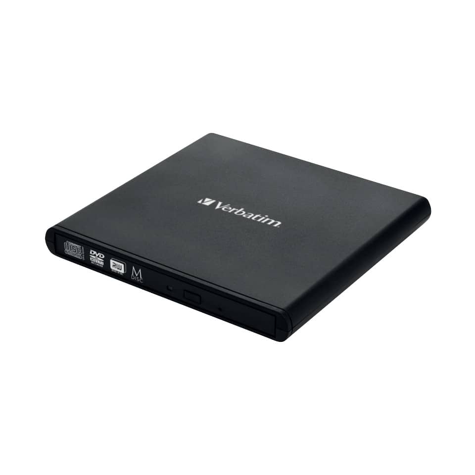 Externer Slimline CD/DVD-Brenner, mobiles externes Laufwerk, schnelle Datensicherung, mit Nero Burn & Archive - schwarz
