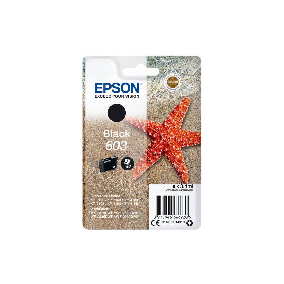 Original Epson Tintenpatrone schwarz (C13T03U14010,T03U140,603,T03U1,T03U14010)