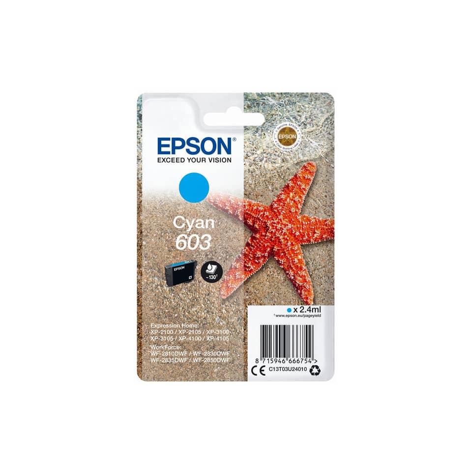 Original Epson Tintenpatrone cyan (C13T03U24010,T03U240,603,T03U2,T03U24010)