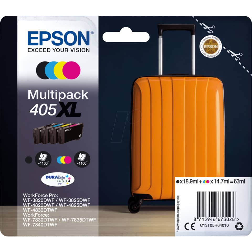 Original Epson Tintenpatrone MultiPack Bk,C,M,Y High-Capacity (C13T05H64010,T05H640,405XL,T05H6,T05H64010)