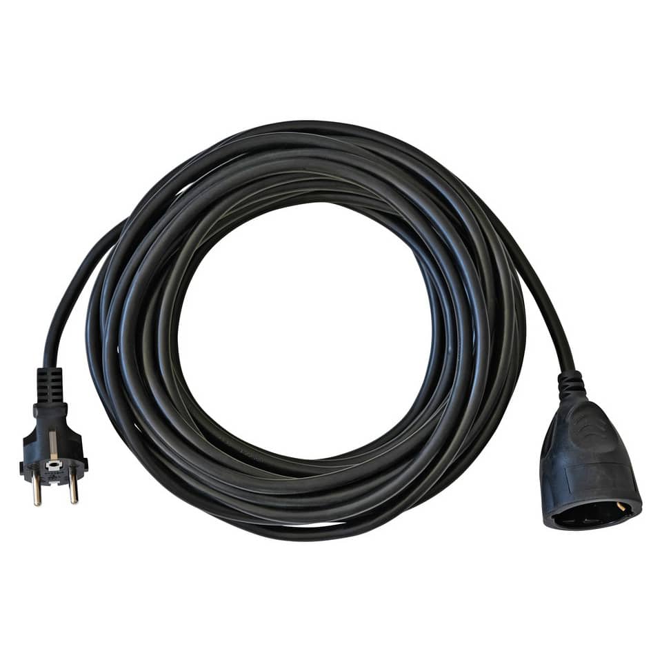 Kunststoff-Verlängerung - 10 m, schwarz, H05VV-F 3G1,5