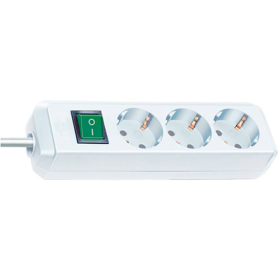 Steckdosenleise Eco-Line - 3-fach, 3m, weiß, Schalter