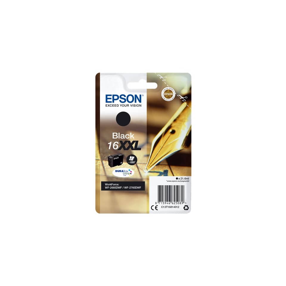 Original Epson Tintenpatrone schwarz extra High-Capacity (C13T16814012,16XXL,T1681,T16814012)