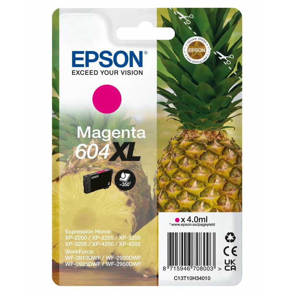 Original Epson Tintenpatrone magenta High-Capacity (C13T10H34010,T10H340,604XL,T10H3,T10H34010)