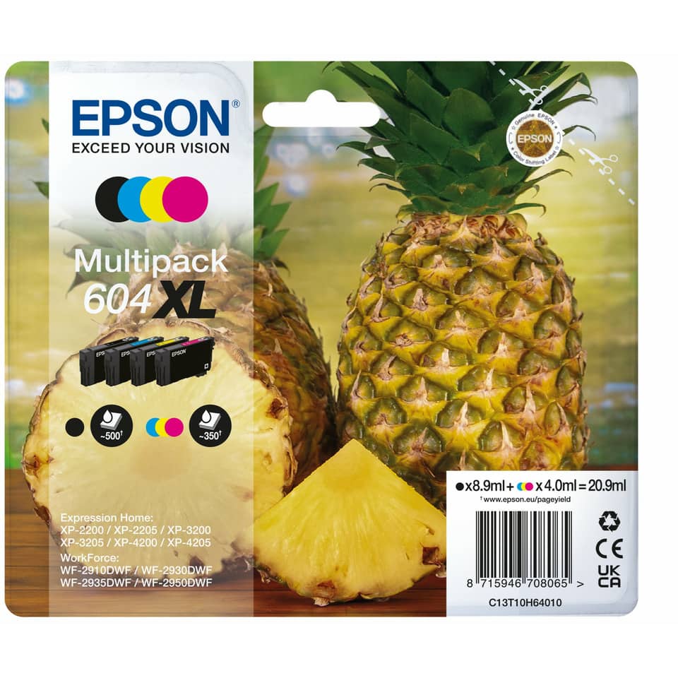 Original Epson Tintenpatrone MultiPack Bk,C,M,Y High-Capacity (C13T10H64010,T10H640,604XL,T10H6,T10H64010)