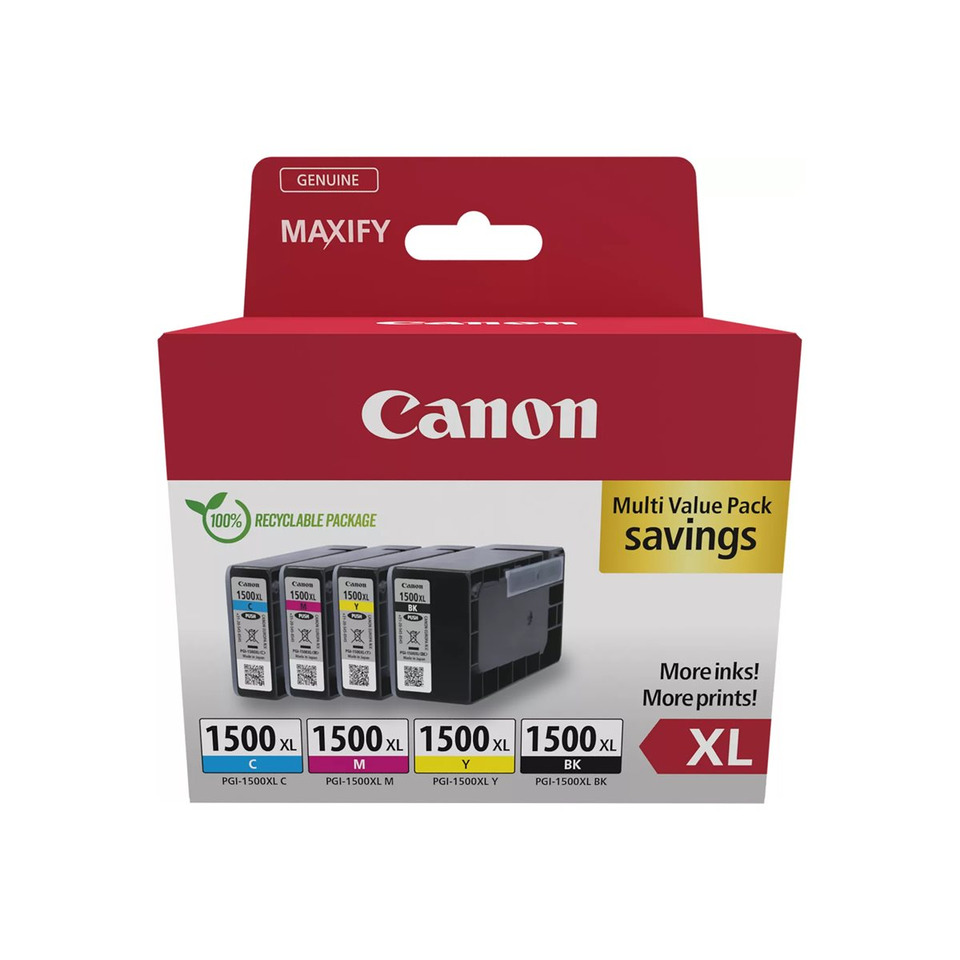 Original Canon Tintenpatrone MultiPack Bk,C,M,Y (9182B010,PGI-1500XLCMYBK)