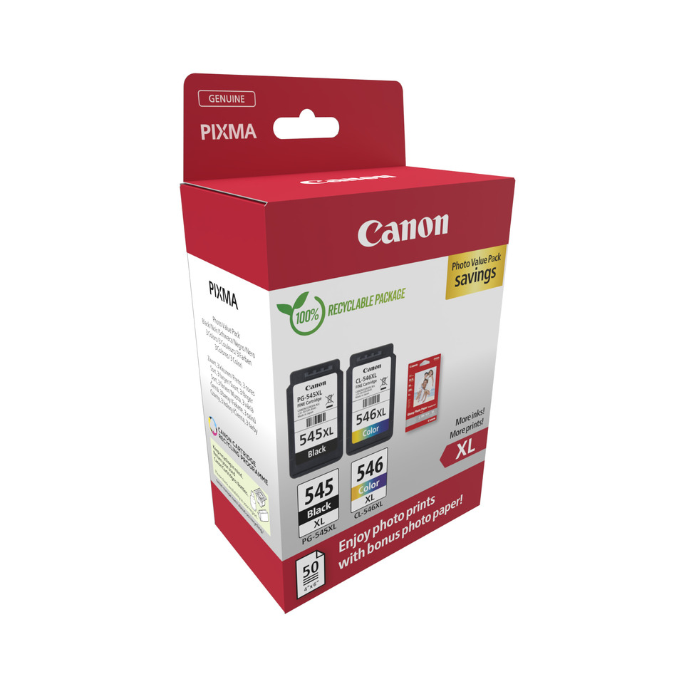 Original Canon Druckkopfpatrone Multipack schwarz + color High-Capacity Blister (8286B011,PG-545+CL-546XL)