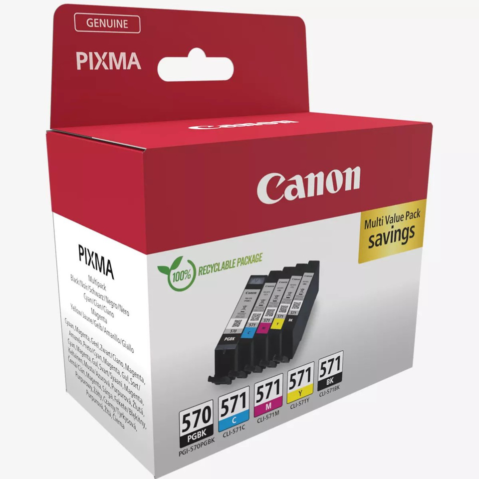 Original Canon Tintenpatrone MultiPack 1xPGI BK + 1xCLI Bk,C,M,Y (0372C006,372C006,PGI-570CLI-571)