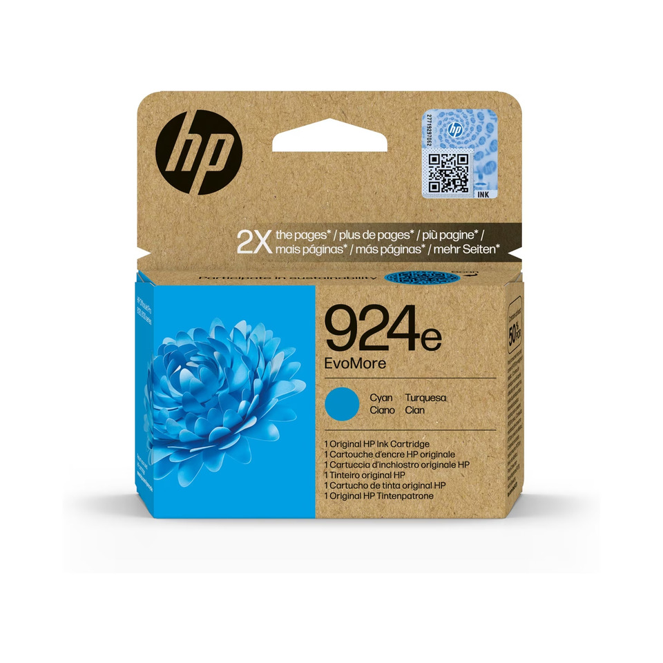 Original HP Tintenpatrone cyan EvoMore (4K0U7NE,4K0U7NE#CE1,4K0U7NE#SE1,924E,924EC,924ECYAN,NO924E,NO924EC,NO924ECYAN)