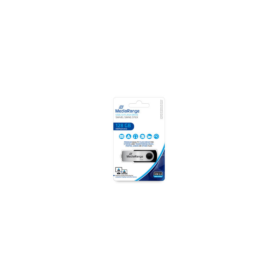 USB Stick 2.0 inkl. URA, 128GB, silber/schwarz