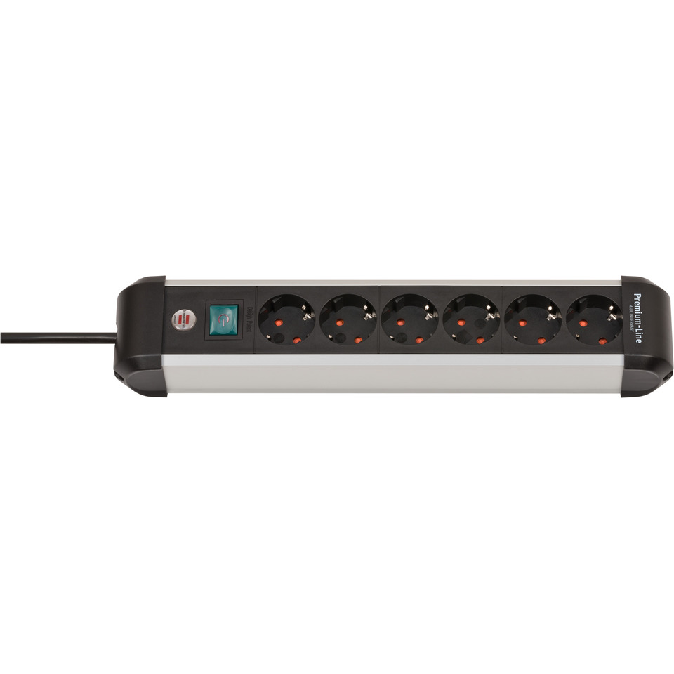 Steckdosenleiste Premium ALU-Line-Schalter, 6-fach, schwarz