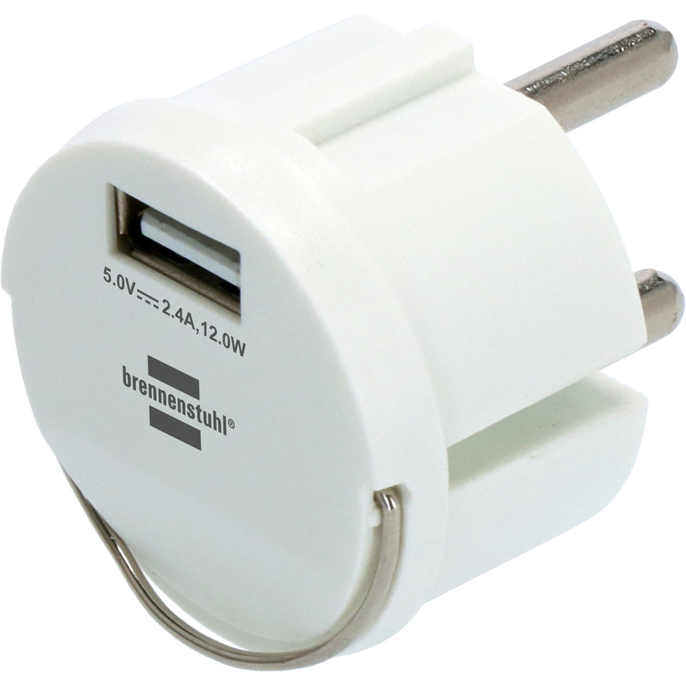USB-Steckdosenadapter, USB-A Ladebuchse 2,4 A, max. 12,0 W, weiß