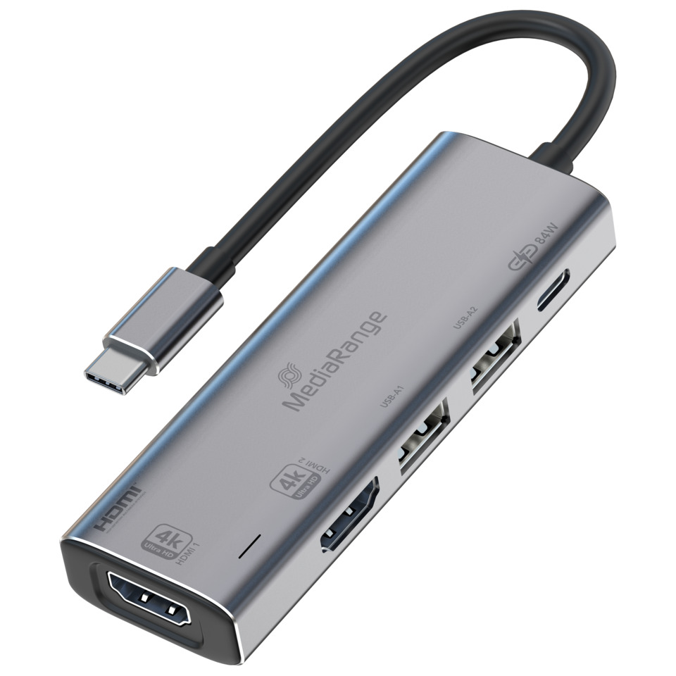 Multiport Adapter 5-in-1, USB C 2.0/3.0, silber
