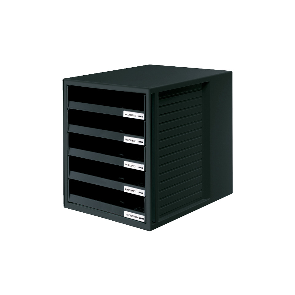 Schublabdenbox SCHRANK-SET - A4/C4, 5 offene Schubladen, schwarz