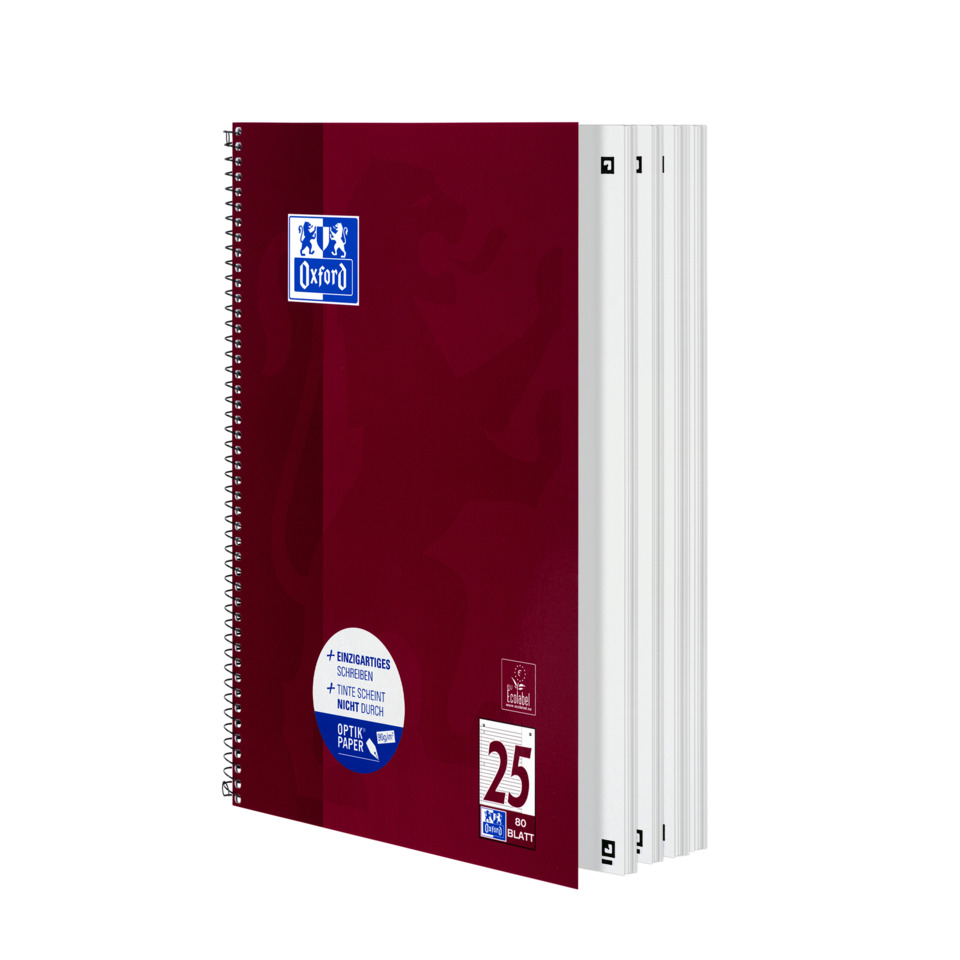 Collegeblock Schule - 90 g/qm, A4+, liniert/Rand, 80 Blatt