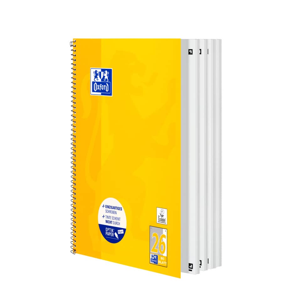 Collegeblock Schule - 90 g/qm, A4+, kariert/Rand, 80 Blatt