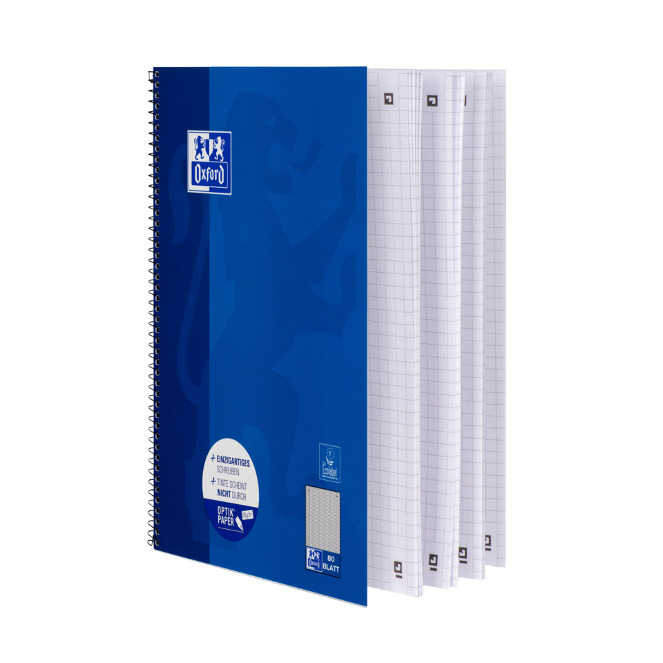 Collegeblock Schule - 90 g/qm, A4+, kariert, 80 Blatt, Rand links, perforiert, 4-fach Lochung, nachtblau
