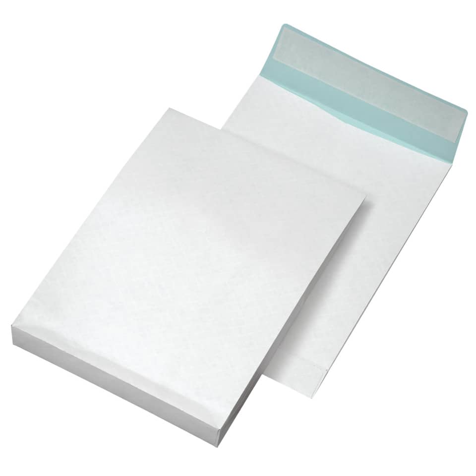 Faltentaschen - B4, ohne Fenster, 40 mm-Falte, Klotzboden, haftklebend, 140 g/qm, weiß, 250 Stück