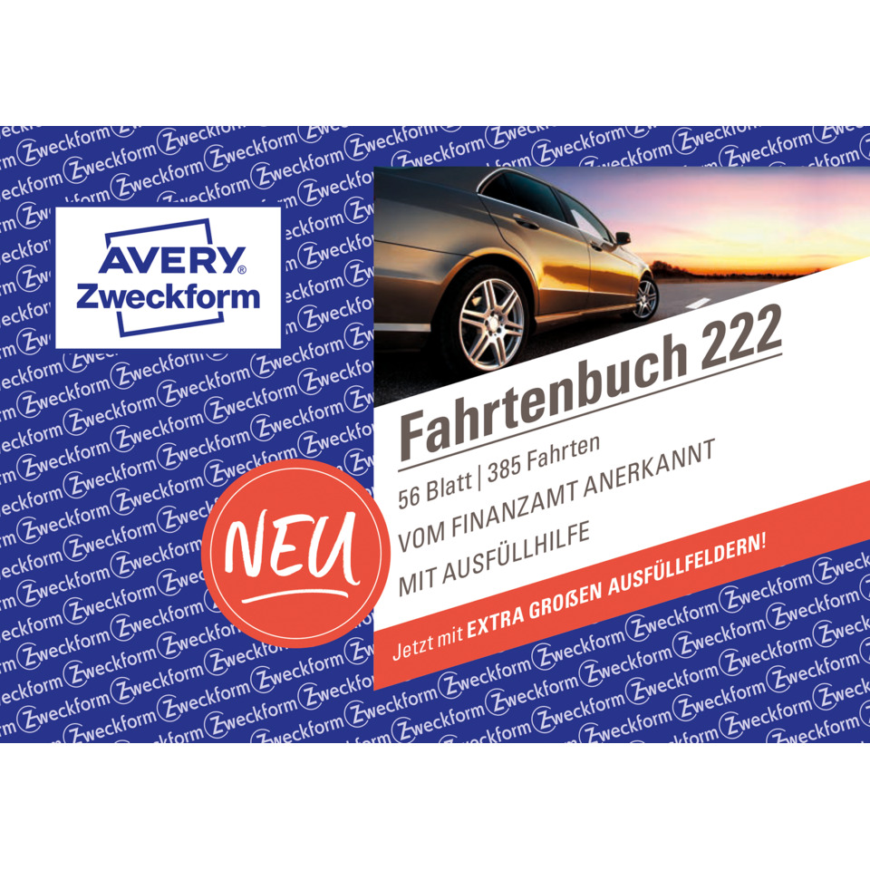 222 Fahrtenbuch - A6 quer, steuerlicher km-Nachweis, 40 Blatt, weiß