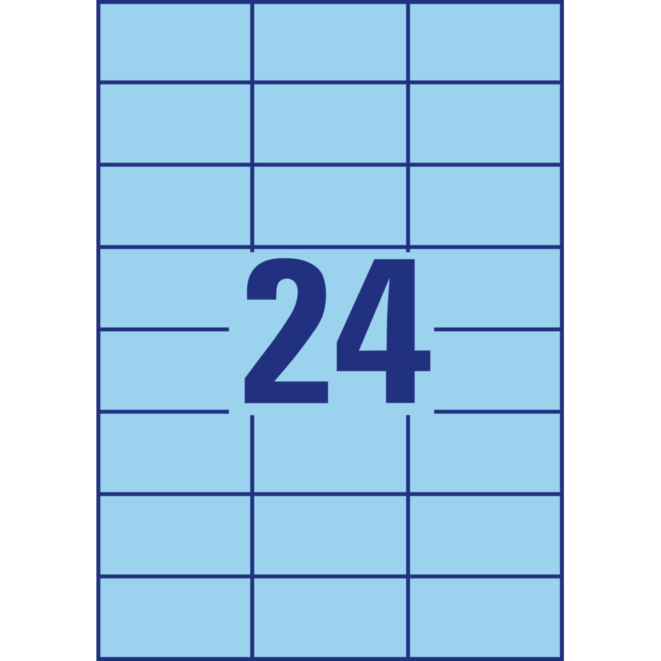 3449 Etiketten - 70 x 37 mm, blau, 2.400 Etiketten/100 Blatt, permanent