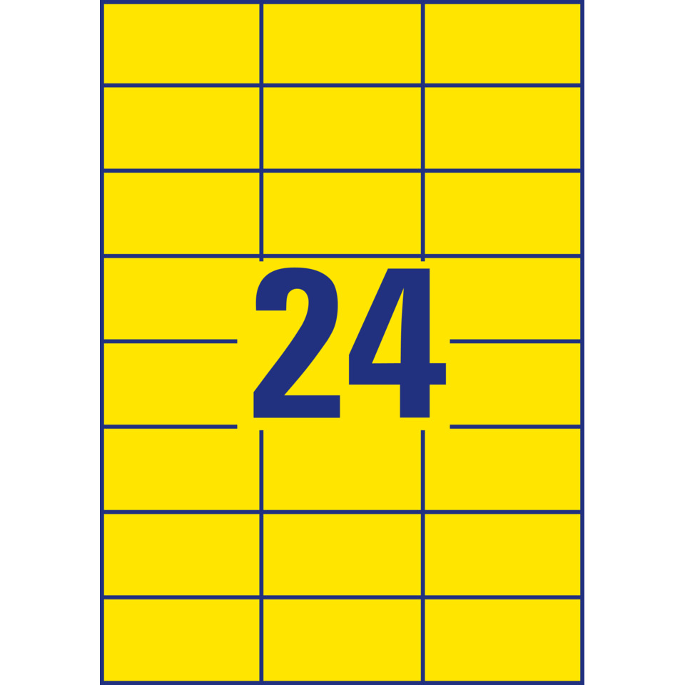 3451 Etiketten - 70 x 37 mm, gelb, 2.400 Etiketten/100 Blatt, permanent