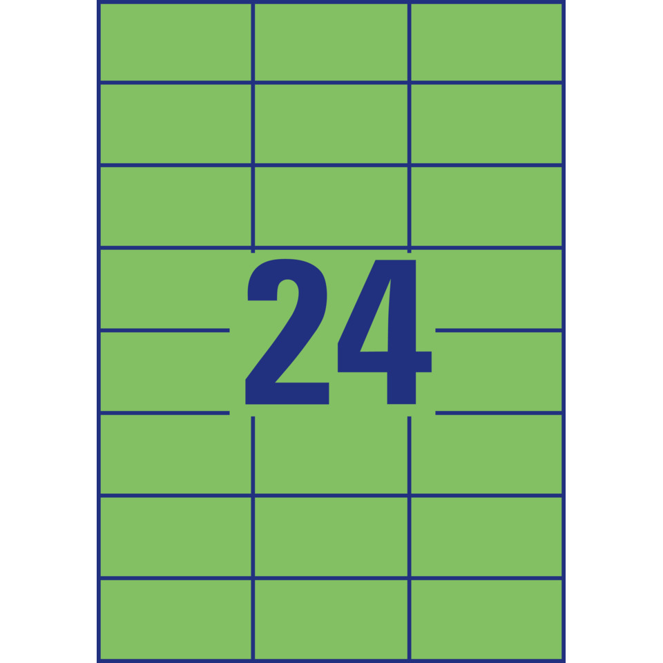 3450 Etiketten - 70 x 37 mm, grün, 2.400 Etiketten/100 Blatt, permanent