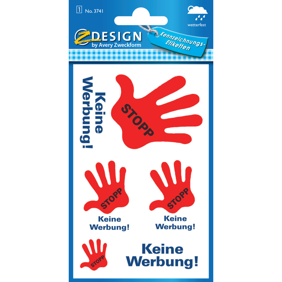3741 Hinweis-Etikett "Stop-Keine Werbung", Folie, 5 Etiketten