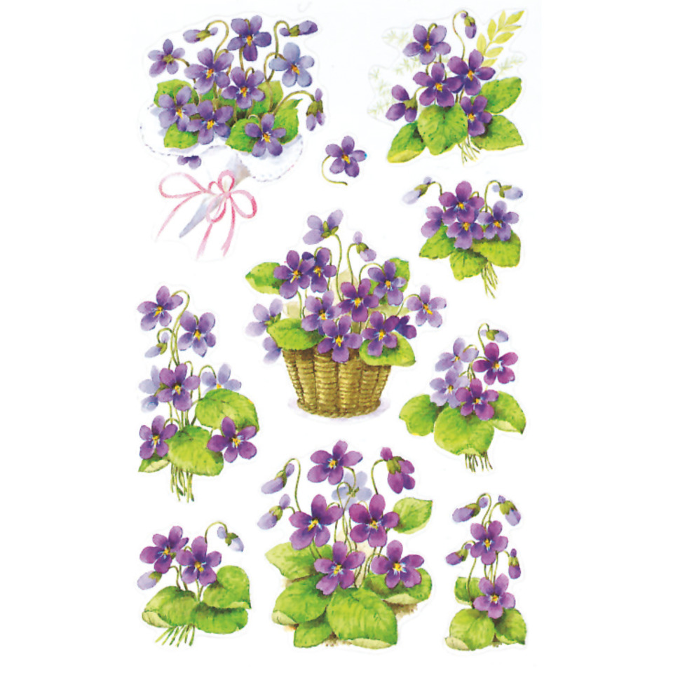 Z-Design 4317, Deko Sticker, Veilchen, 3 Bogen/30 Sticker