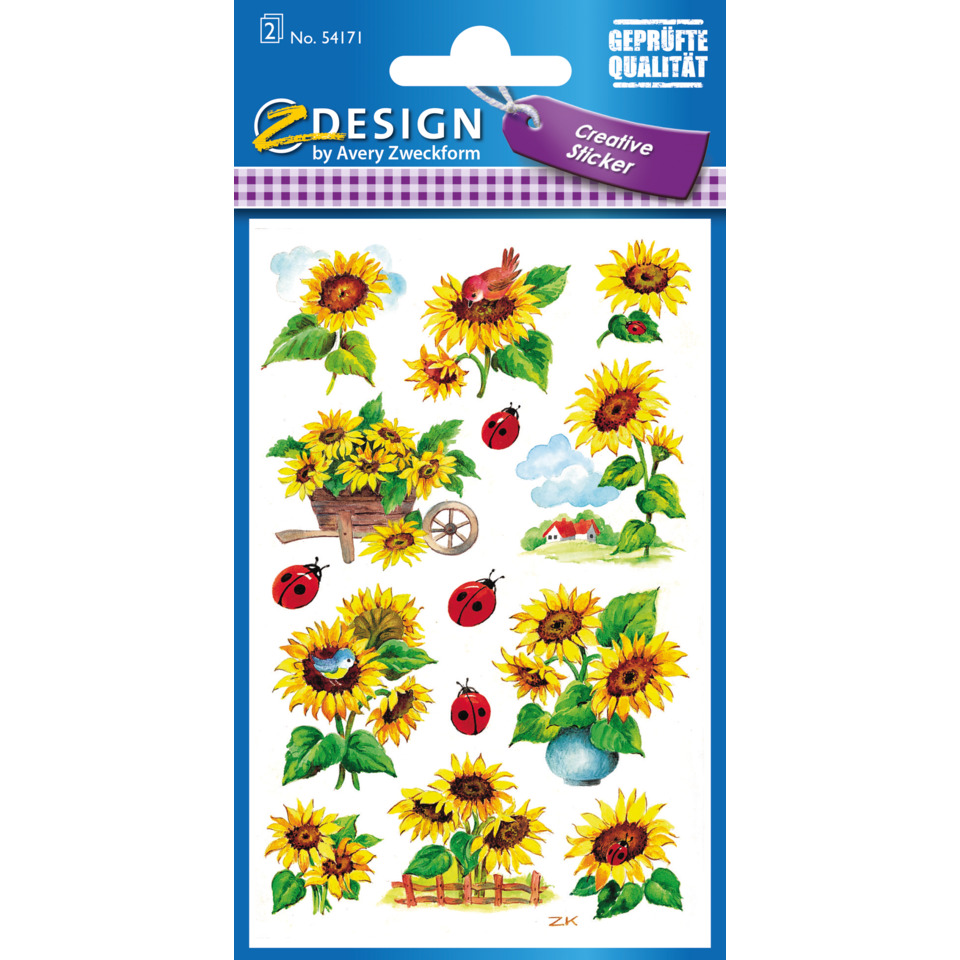 Z-Design 54171, Deko Sticker, Sonnenblumen, 2 Bogen/28 Sticker