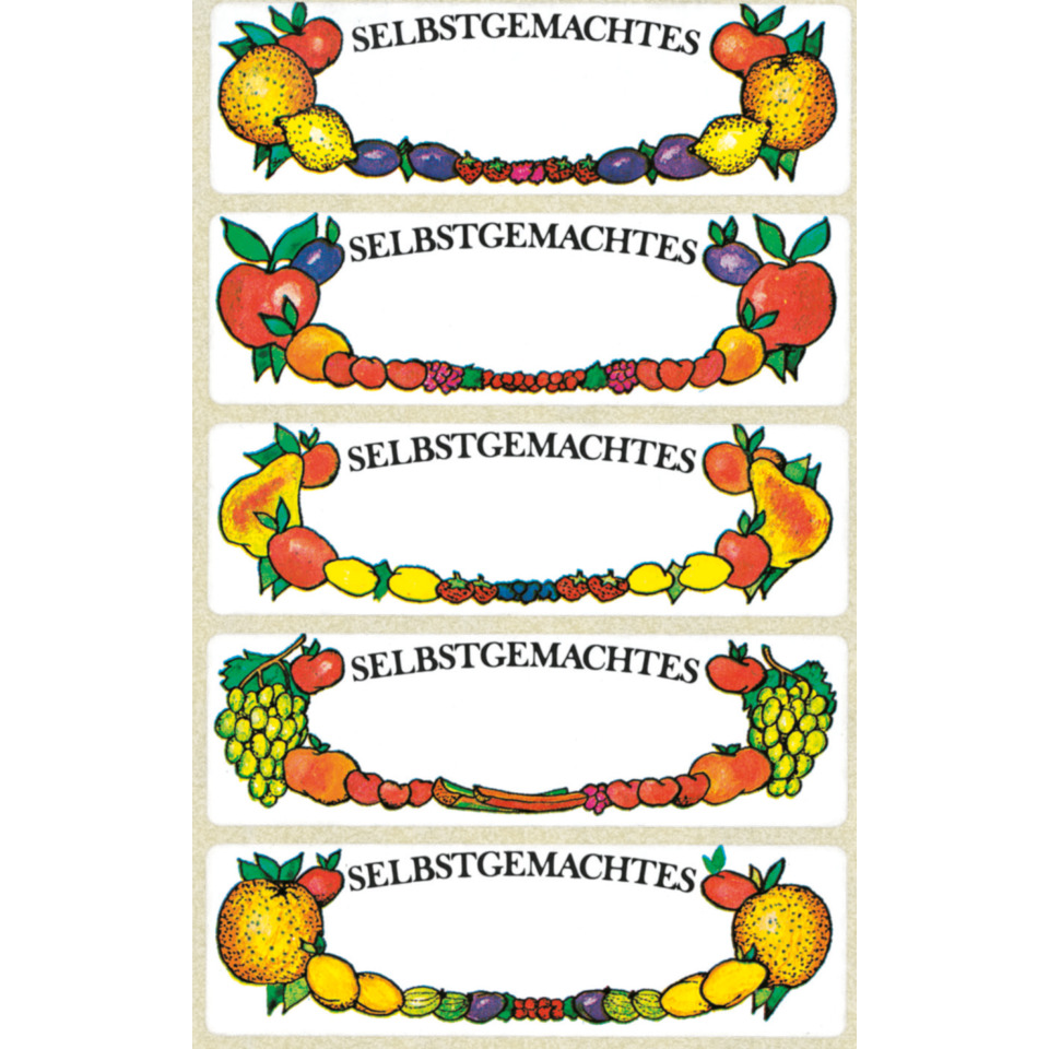 Z-Design 3712, Marmeladen Etiketten, Obstrahmen, 3 Bogen/15 Etiketten