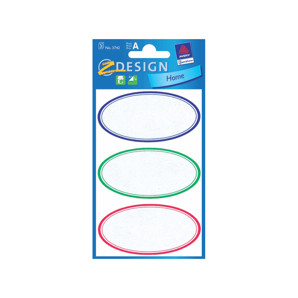 Z-Design 3742, Marmeladen Etiketten, ovale Rahmen, 3 Bogen/12 Etiketten