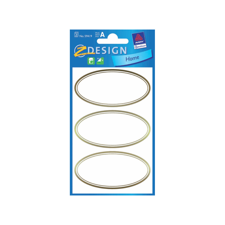 Z-Design 59419, Marmeladen Etiketten, goldener Rahmen, 2 Bogen/6 Etiketten
