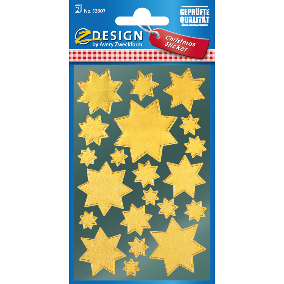 Z-Design 52807, Weihnachtssticker, Sterne, 2 Bogen/42 Sticker