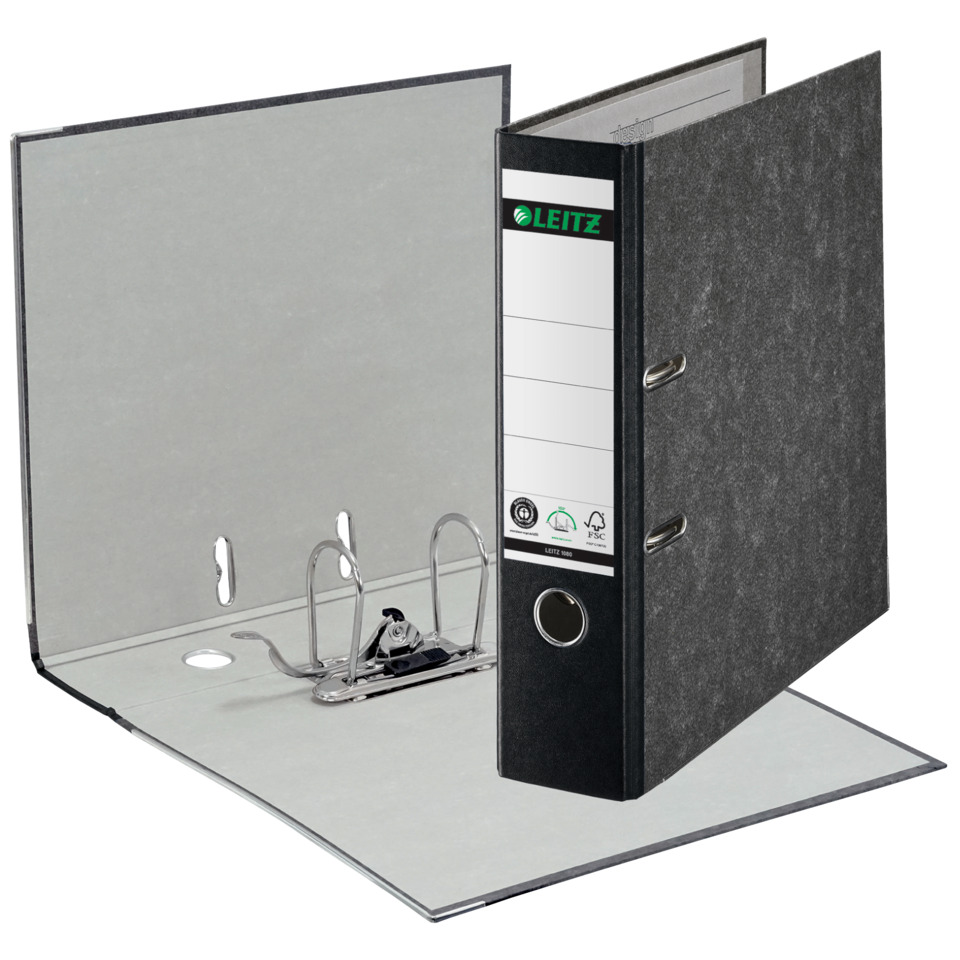 1080 Ordner Pappe A4 Wolkenmarmor, 80 mm, schwarz