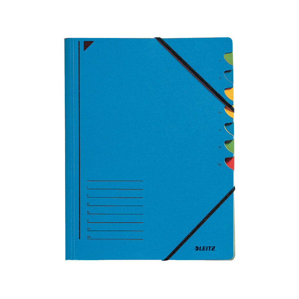3907 Ordnungsmappe - 7 Fächer, A4, Pendarec-Karton (RC), 430 g/qm, blau