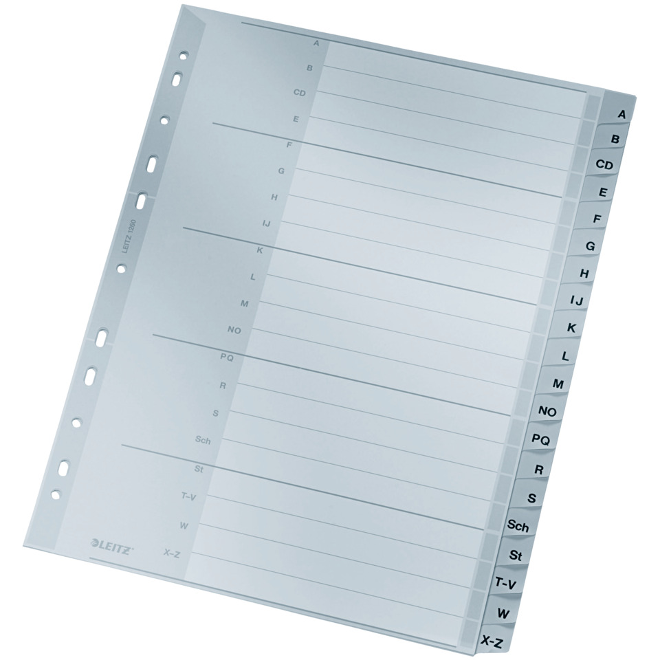 1260 Register - A - Z, PP, A4 Überbreite, 20 Blatt, grau