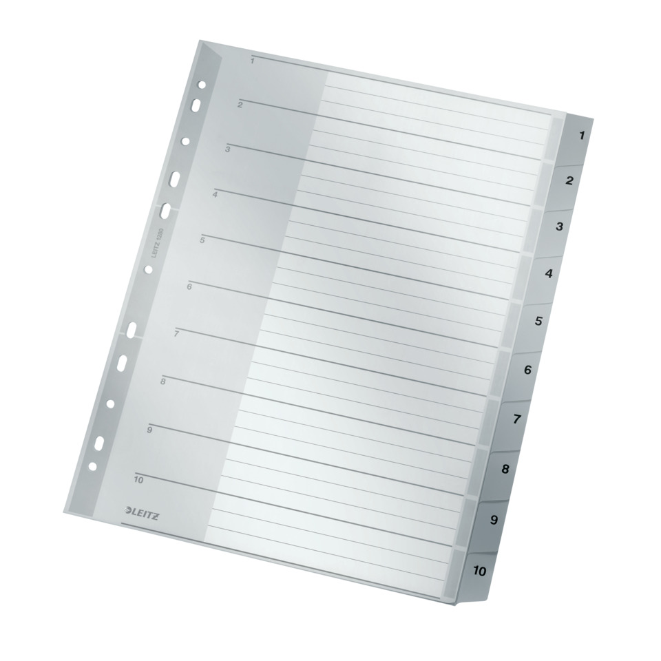 1280 Zahlenregister - 1-10, PP, A4 Überbreite, 10 Blatt, grau
