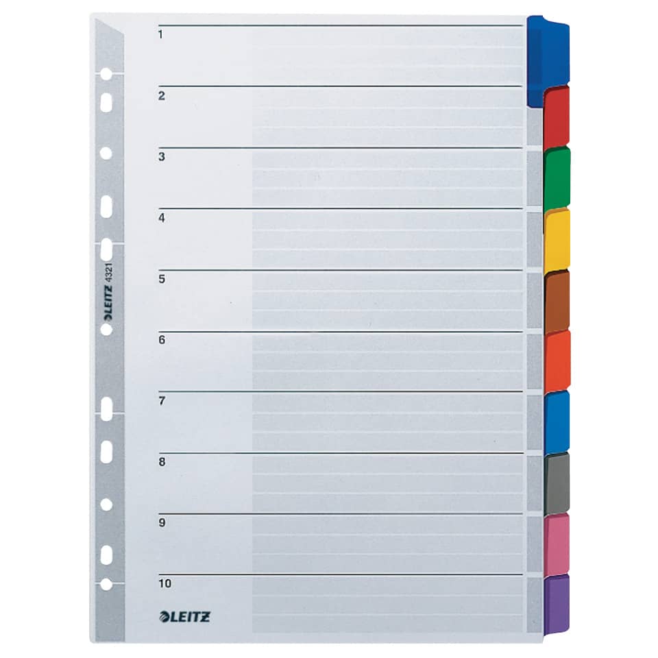 4321 Register - blanko, Karton, A4, 10 Blatt, Taben 10-farbig